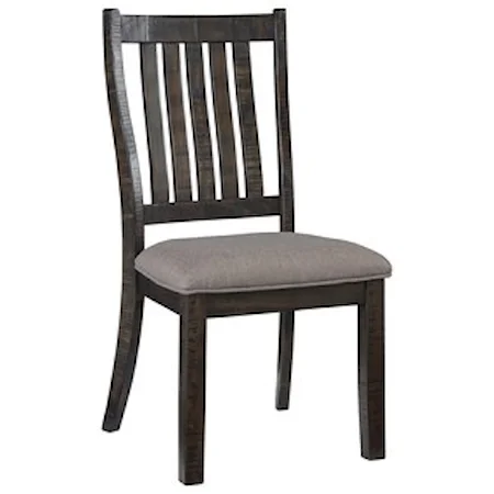 Rustic Traditional Dining Side Chair with Upholstered Seat